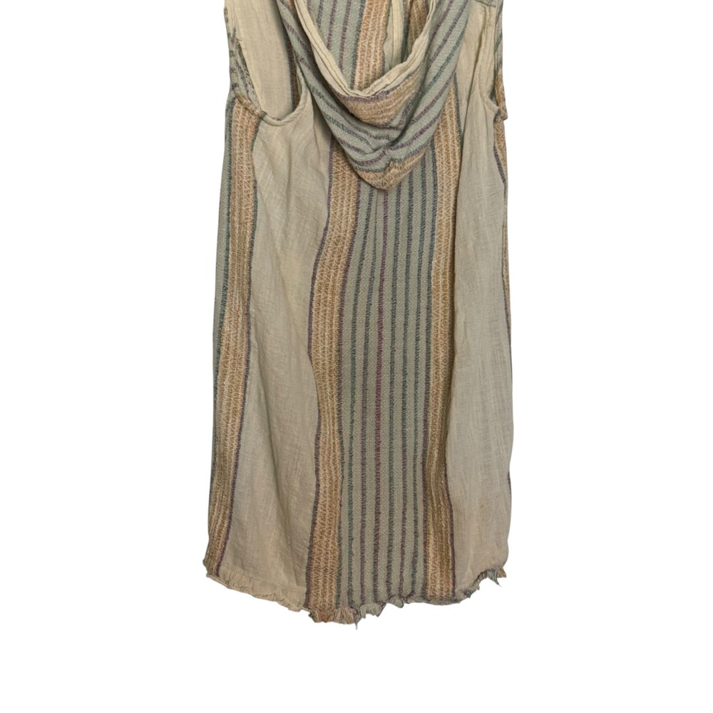 Free People Sleeveless Hooded Tunic Dress Striped Boho Raw Hem Rustic Chic XS - Picture 10 of 10